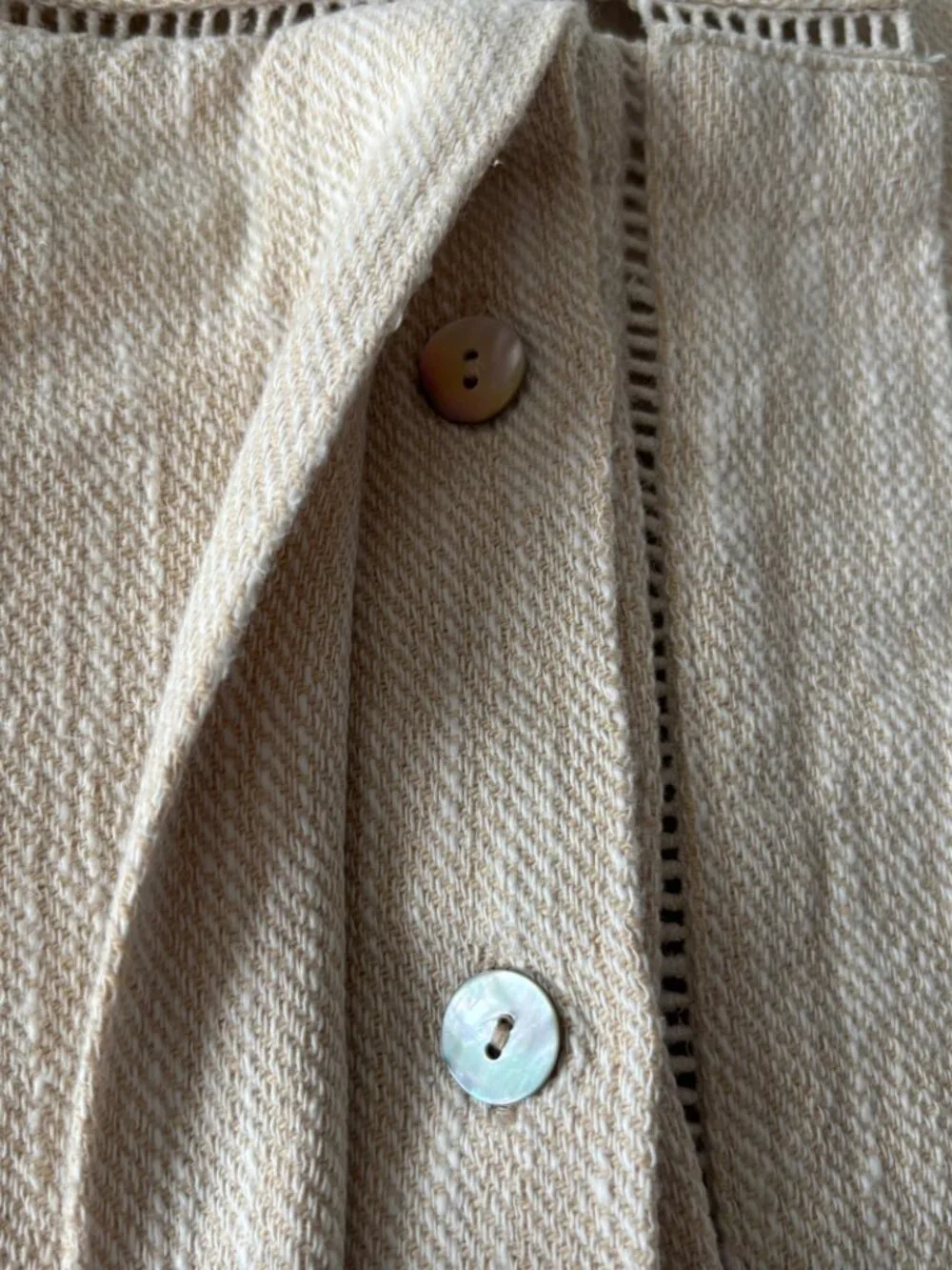Ralph Lauren Standard Sham HEMSTITCH TWILL Cream Linen Cotton Blend